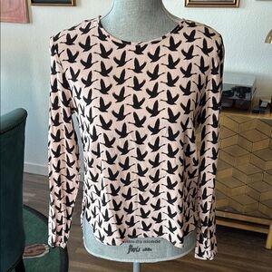 Black and Pink Bird Pattern Women's Top